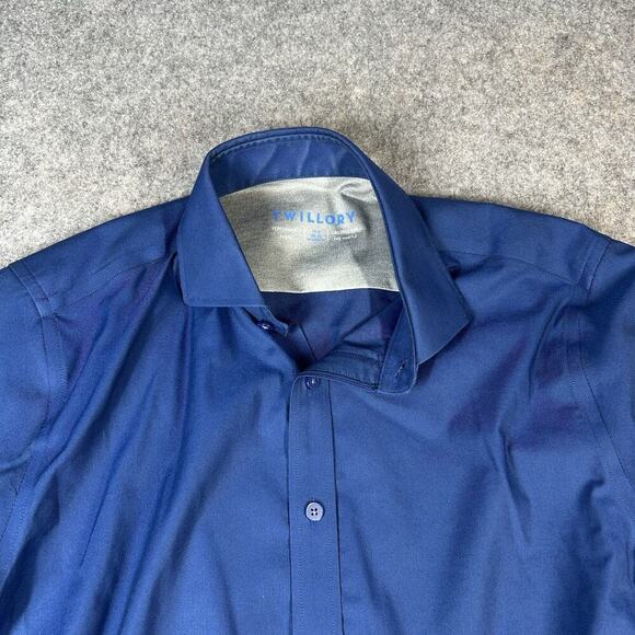 Twillory Shirt Mens Medium Tailored Fit Performance Button Down Blue Golf Preppy - Picture 5 of 9